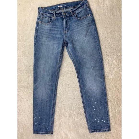 Old Navy Size 4 Womens Jeans Boyfriend Stretch Distressed Mid Rise Med W… - Picture 1 of 5